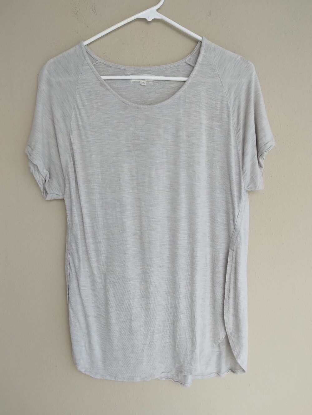 Madewell Curved Hem Tee In Heathered Oatmeal Oversized Small